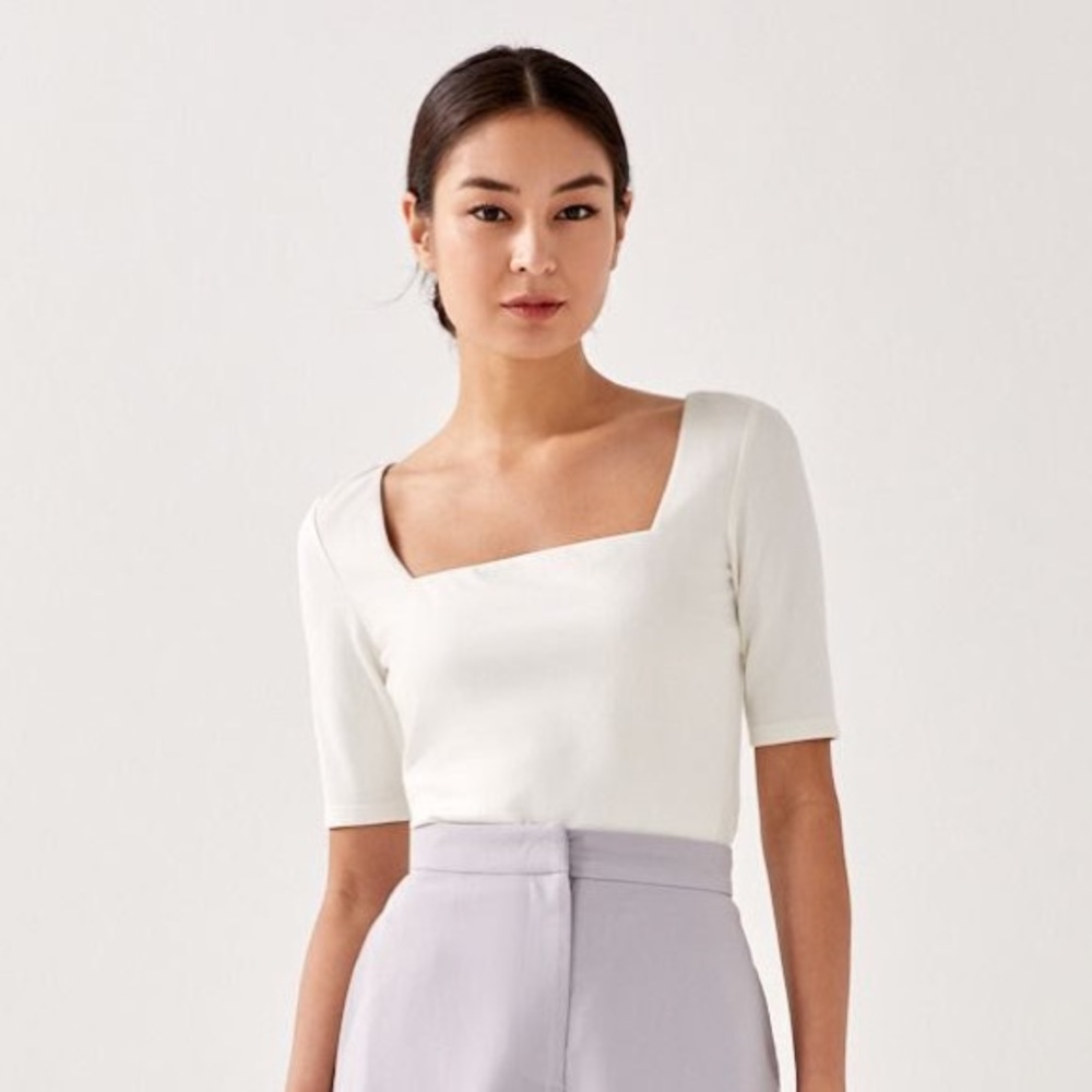 Love bonito NWT square neck white top XS